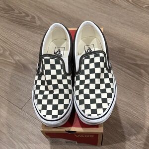 Vans Checkered Slip-On Shoes - Forest 🌳 GRN and White
